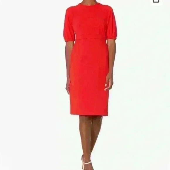 NWOT Maggy London red crepe puff sleeve dress - Picture 3 of 8